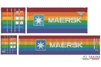 PT Trains H0 20'- und 40'-Container-Set Maersk - Rainbow, 2-tlg.