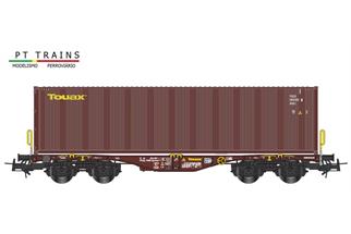 PT Trains H0 Touax Containertragwagen Sgmmnss, 1x40'-HC-Container Touax