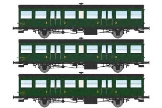 REE H0 SNCF Reisezugwagen-Set SO C6tf/C6tf/C6Pt, grün, Ep. IIIa, 3-tlg.