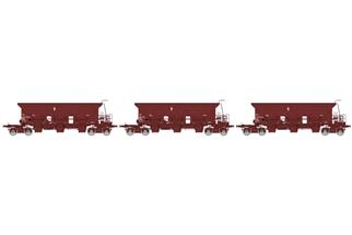 REE H0 SNCF Schotterwagen-Set Uas, V de l'équipment, Ep. IV-V, 3-tlg.