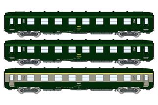 REE Modèles H0 SNCF Personenwagen-Set DEV AO A7x/B8/B8, grün/grau, Ep. IV-V, 3-tlg.