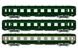 REE Modèles H0 SNCF Personenwagen-Set DEV AO A7x/B8/B8, grün/grau, Ep. IV-V, 3-tlg.