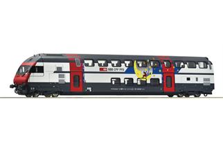 Roco H0 (AC Digital) SBB Doppelstock-Steuerwagen IC2000 Bt, 2. Klasse, Globi, Ep. V