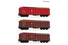 Roco H0 DB AG Hochbordwagen-Set Eanos-x 055, 20'-Container, Ep. VI, 3-tlg.