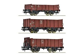 Roco H0 DB Hochbordwagen-Set O 10 + Om 12, Ep. III, 3-tlg.
