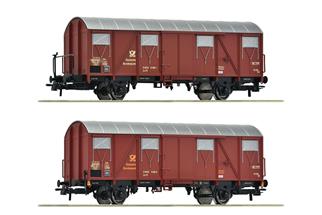 Roco H0 DBP gedecktes Güterwagen-Set Post2s-t/11, Ep. IV, 2-tlg.