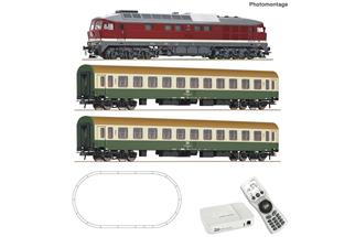 Roco H0 (DC Digital) DR Startset BR 132 mit Schnellzug, Roco Line mit Bettung