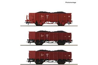 Roco H0 (DC) Priv 3-tlg. Set: Offene Güterwagen, ZFBH