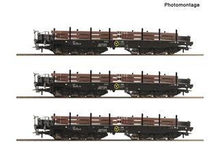 Roco H0 NS Schwerlast-Flachwagen Sas, Ep. IV, 3-tlg.