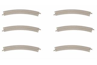 Rokuhan Z Gleis gebogen überhöht (Betonschwellen) Radius 245, 30° (Inhalt: 6 Stk.) [R075]