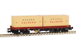 Sudexpress H0 CP Niederbordwagen Lyv, 2x20'-Container Racoes Valouro, Ep. III