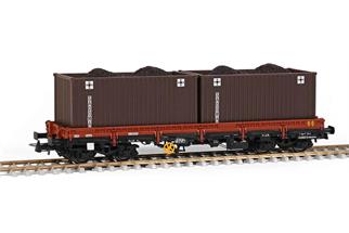 Sudexpress H0 CP Niederbordwagen Lyv, 2x20'-Open Top Container Sadomar, Ep. III