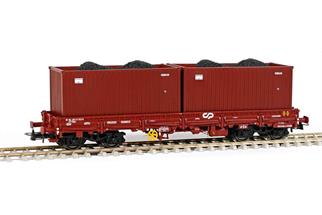 Sudexpress H0 CP Niederbordwagen Sgs, 2x20'-Open Top Container Socarmar, Ep. IV