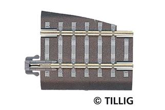 Tillig H0m/TT-Bettungsgleis BG5kli Pass-Stück links gerade 36.5 mm, grau