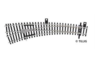 Tillig H0m/TT-Gleis Innenbogenweiche links Radius 310 mm (IBW), 30°