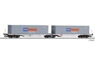 Tillig TT Hupac Doppel-Containertragwagen Sggmrs, P&O Nedlloyd, Ep. VI