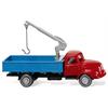 Wiking H0 Magirus S 3500 Pritschen-LKW mit Ladekran, rot/blau