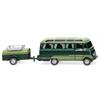 Wiking H0 MB O 319 Panoramabus mit Anhänger, dunkelgrün/resedagrün