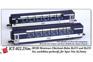 AB-Modell/Kato Nm MOB Panoramawagen-Set Bs 251 + Bs 252, nachtblau/perlweiss, 2-tlg.