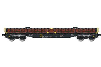 Albert Modell H0 On Rail Flachwagen Smnps, schwarz, mit Ladung, Ep. VI