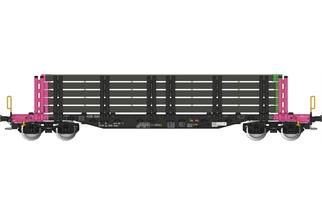 Albert Modell H0 On Rail Rungenwagen Smnps, schwarz/pink, mit Ladung, Ep. VI