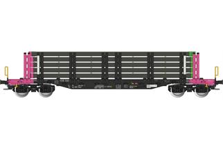 Albert Modell H0 On Rail Rungenwagen Smnps, schwarz/pink, mit Ladung, Ep. VI