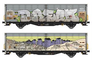 Albert Modell H0 TWA Schiebewandwagen Hbbillns, Graffiti - Stadt der Reichen, Ep. VI