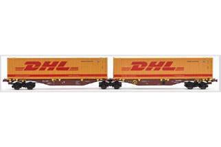 B-Models H0 Touax Doppel-Containertragwagen Sggmrs DHL, IFB Shuttle