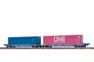 Brawa H0 AAE Container-Doppeltragwagen Sffggmrrss 36, 2x40'-Container blau/ONE, Ep. VI