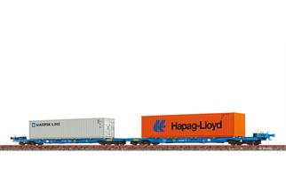 Brawa H0 AAE Doppel-Containertragwagen Sffggmrrss 36, Maersk Line/Hapag-Lloyd, Ep. VI