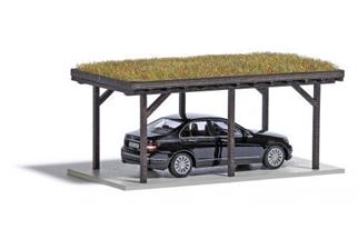 Busch H0 Carport mit Grasdach