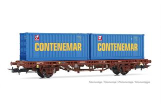 Electrotren H0 RENFE Containertragwagen MC1, 2x20' Container Contenemar, Ep. IV