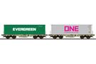 ESU H0 AAE Containertragwagen-Set Sgmmns, Evergreen/ONE, 2-tlg.