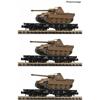 Fleischmann N DRB Schwerlastflachwagen-Set, mit Panzerladung, Ep. II, 3-tlg.