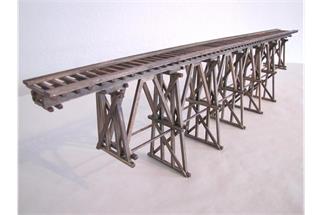 Hack H0 HO60-B Holzbrücke, 60.4 x 7.5 x 14.5 cm, zweistufig mit 7 Stützen