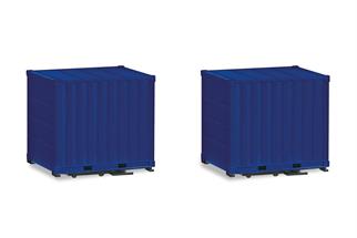 Herpa H0 10'-Container mit Platte, ultramarinblau - THW (Inhalt: 2 Stk.)