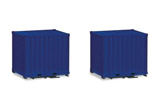 Herpa H0 10'-Container mit Platte, ultramarinblau - THW (Inhalt: 2 Stk.)