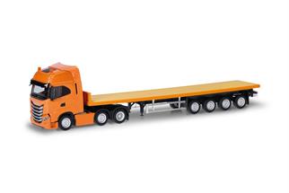 Herpa H0 Iveco S-Way 6x2 Flachbett-Sattelzug, kommunalorange