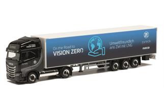 Herpa H0 Iveco S-Way LNG Koffer-Sattelzug, Zureck/Vision Zero (Sonderserie Ost)