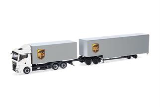 Herpa H0 MAN TGX GM Wechselkoffer-LKW mit Jumbokofferaufliege, UPS