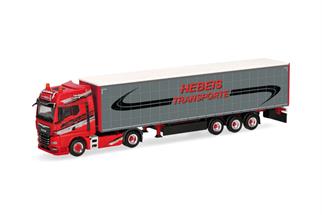 Herpa H0 MAN TGX GX Gardinenplanen-Sattelzug, Hebeis Transporte