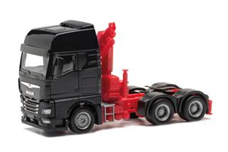 Herpa H0 MAN TGX GX Zugmaschine mit Ladekran, schwarz