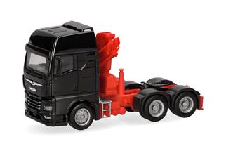 Herpa H0 MAN TGX GX Zugmaschine mit Ladekran, schwarz
