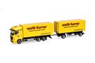 Herpa H0 MB Actros Bigspace Wechselkoffer-Hängerzug, Welti-Furrer