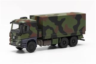 Herpa H0 MB Arocs 6x6 Pritsche/Plane, Bundeswehr flecktarn