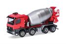 Herpa H0 MB Arocs M Betonmischer-LKW, rot/silber