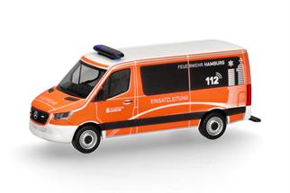 Herpa H0 MB Sprinter 18 Bus Flachdach ELW, Feuerwehr Hamburg - Einsatzleitung