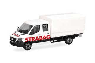 Herpa H0 MB Sprinter '18 Doppelkabine Pritsche/Plane, STRABAG