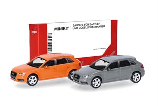 Herpa H0 MiniKit: Audi A3 Sportback, glutorange und nardograu (Inhalt: je 1 Stk.)