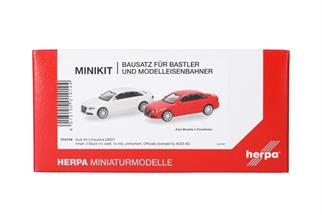 Herpa H0 MiniKit: Audi A4 Limousine, weiss und rot (Inhalt: je 1 Stk.)